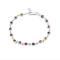 Sterling Silver Colored Evil Eye Bracelet