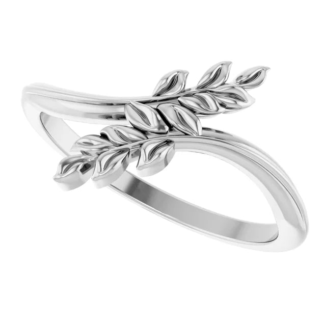 Sterling Silver Leaf Bypass Ring