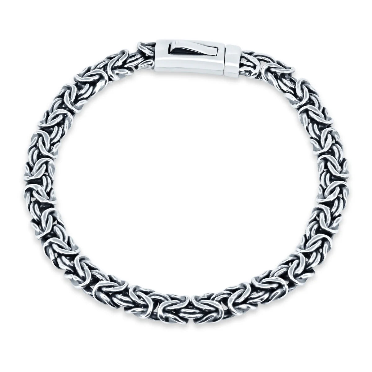 Sterling Silver Flat Byzantine Bracelet