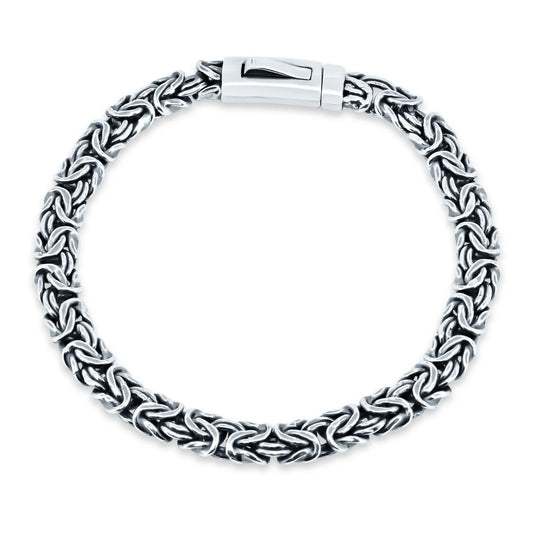 Sterling Silver Flat Byzantine Bracelet