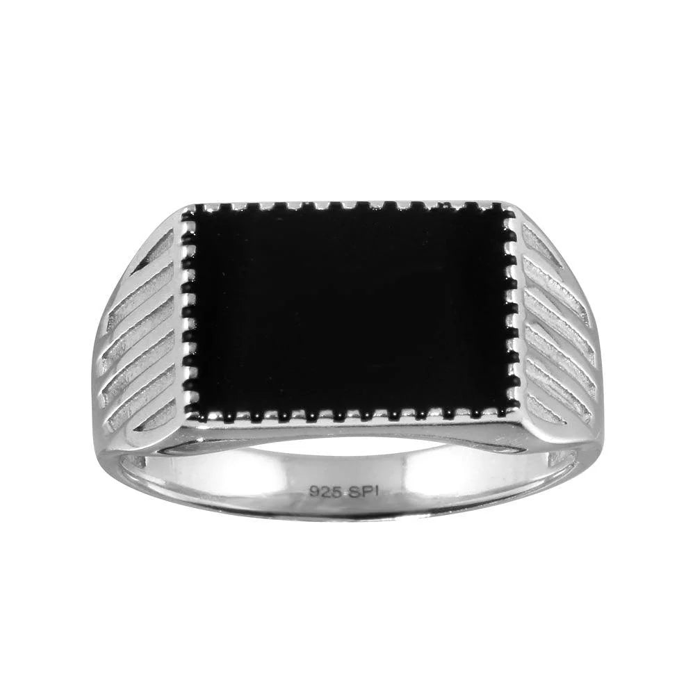 Sterling Silver and Black Enamel Ring