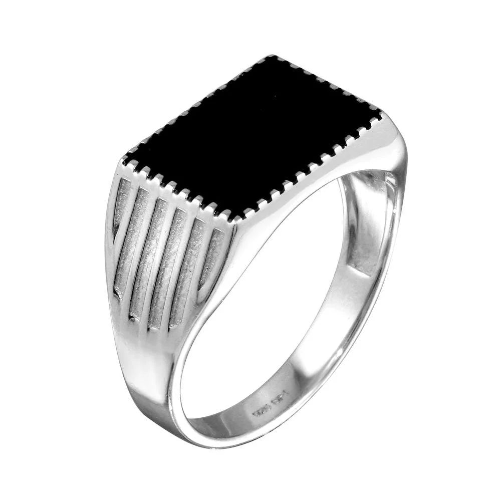 Sterling Silver and Black Enamel Ring