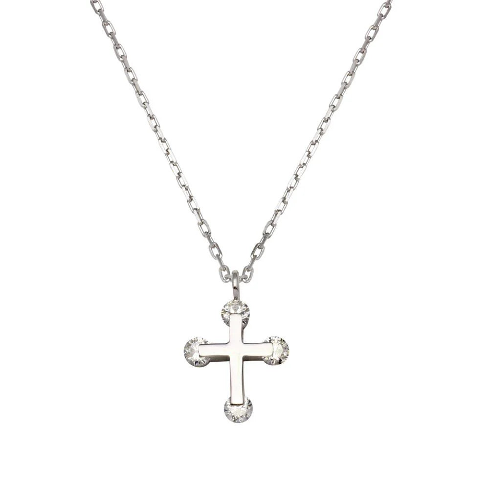 Sterling Silver Floating Stone mini Cross