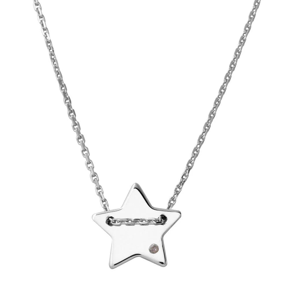Sterling Silver Through Chain Star Necklace