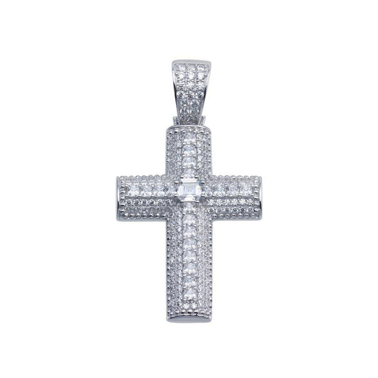 Sterling Silver Large Sparkling Cross Pendant