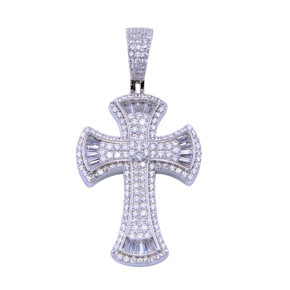 Sterling Silver Large Curved End Cross