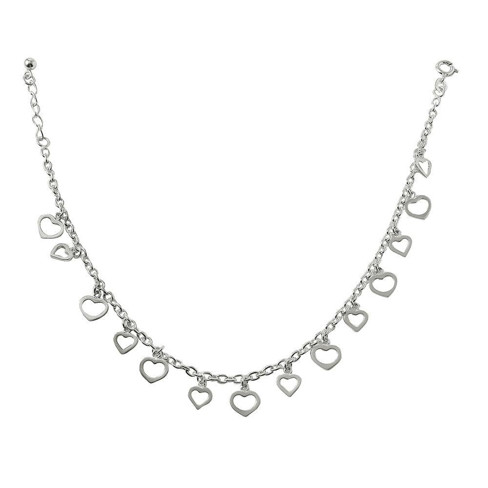 Sterling Silver Heart Charm Anklet