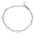 Sterling Silver 5 Heart Anklet
