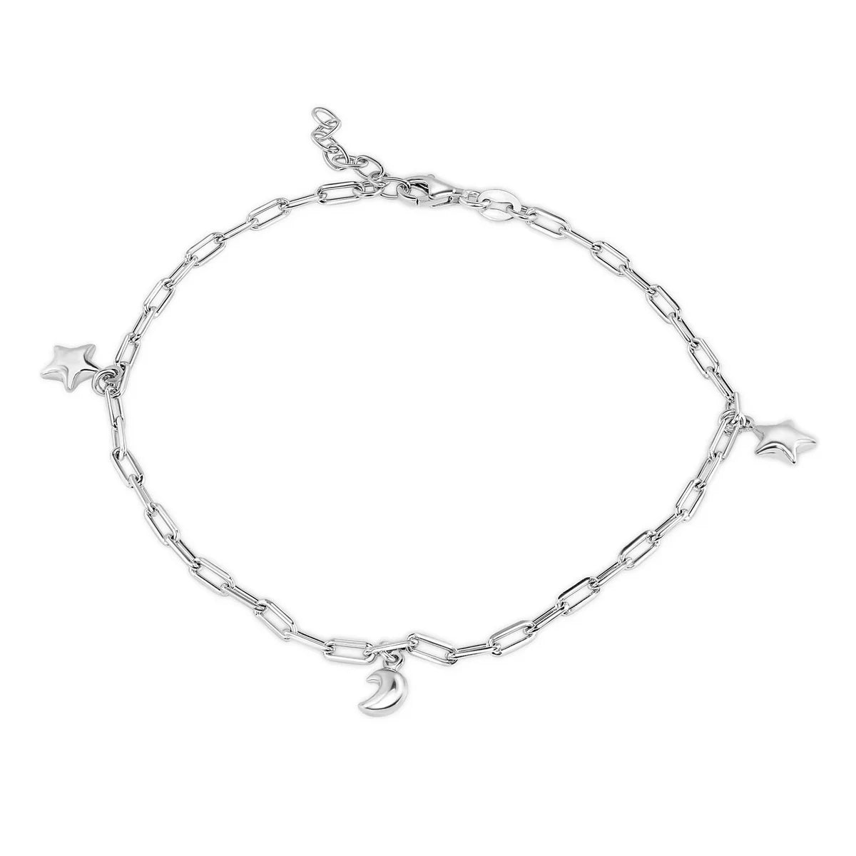 Sterling silver Star and Moon Anklet