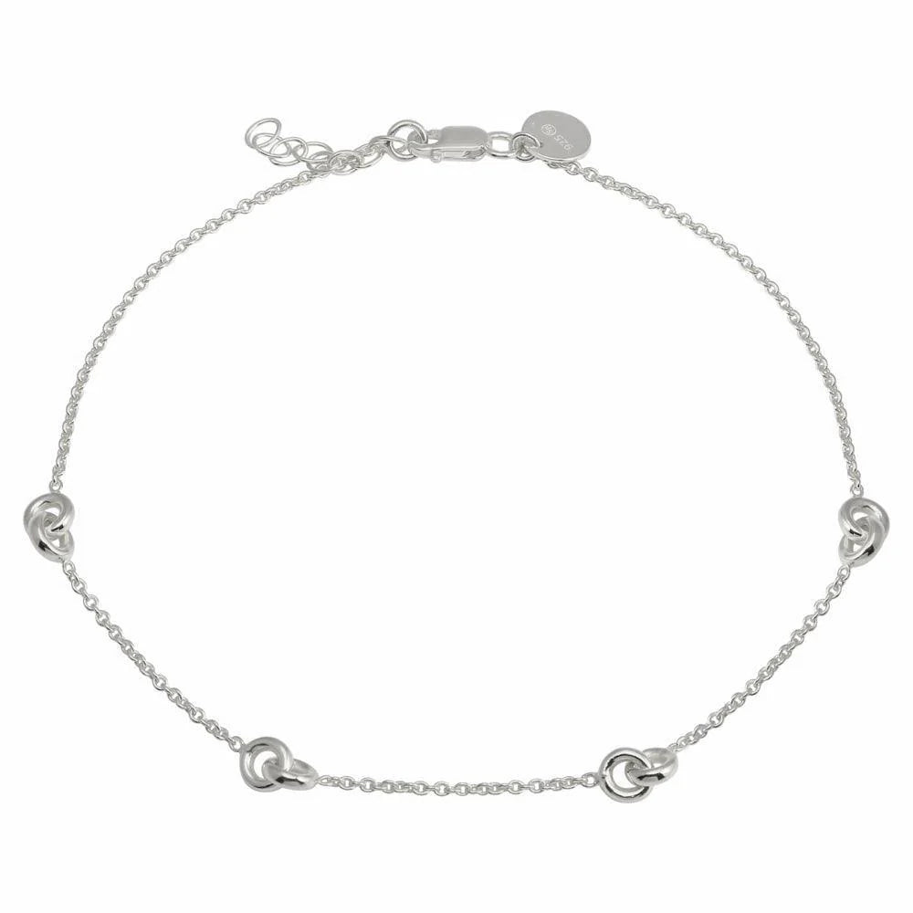 Sterling Silver Interlocking Link Anklet