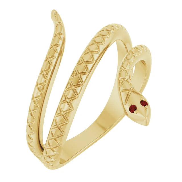 Garnet Eyed Snake Ring