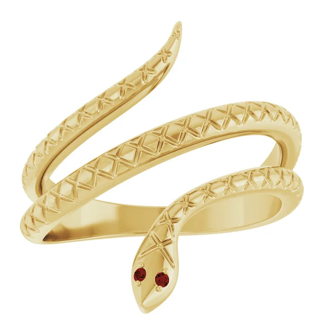 Garnet Eyed Snake Ring