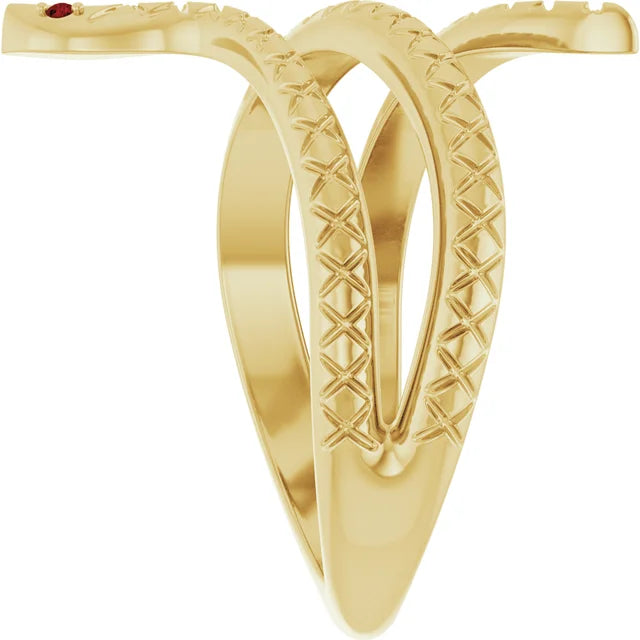 Garnet Eyed Snake Ring