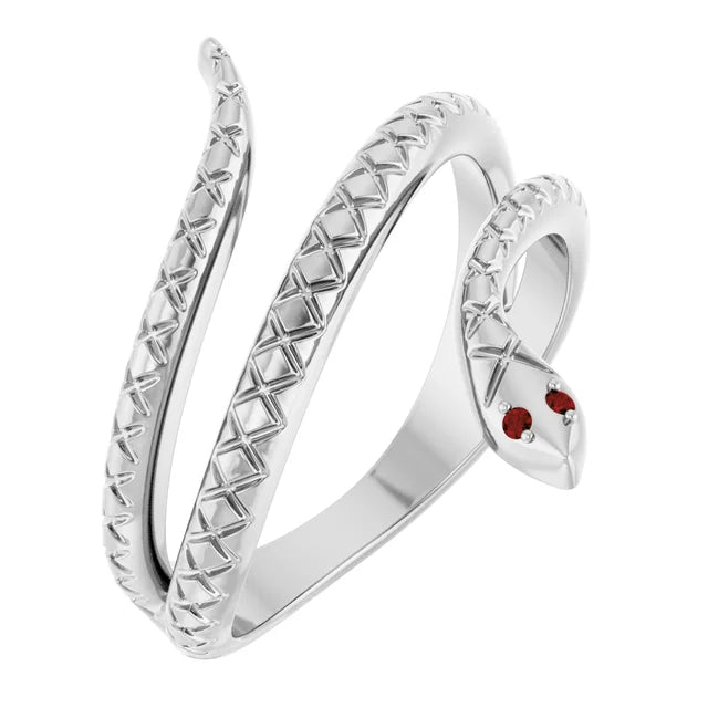 Garnet Eyed Snake Ring