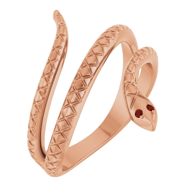 Garnet Eyed Snake Ring