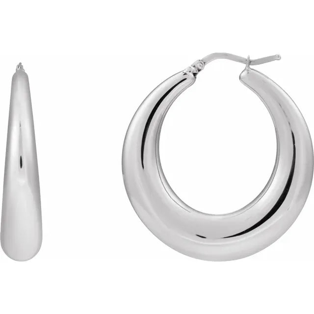 Sterling Silver Hollow Teardrop Hoop Earrings