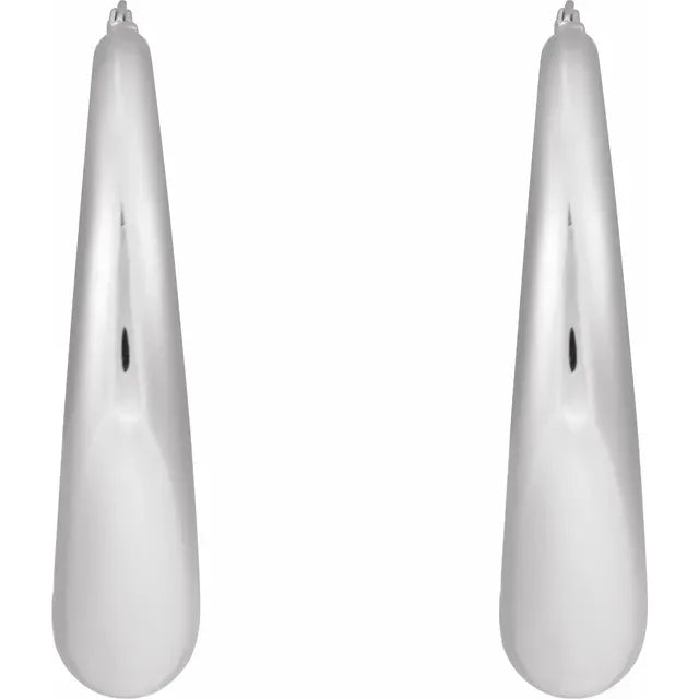 Sterling Silver Hollow Teardrop Hoop Earrings