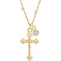 Cross and Diamond Dangle Necklace