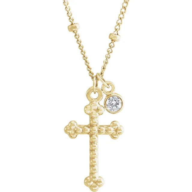 Cross and Diamond Dangle Necklace