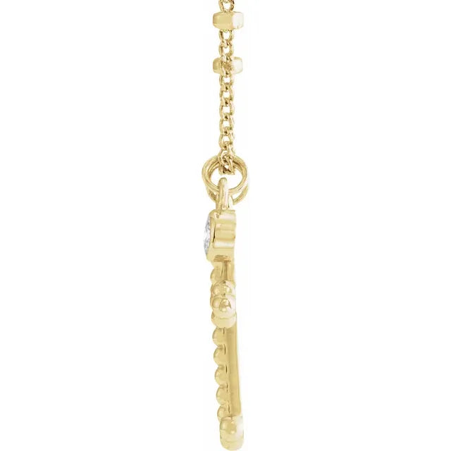 Cross and Diamond Dangle Necklace