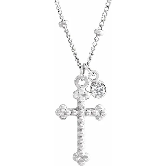 Cross and Diamond Dangle Necklace