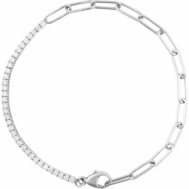 50/50 Tennis and Paperclip Bracelet