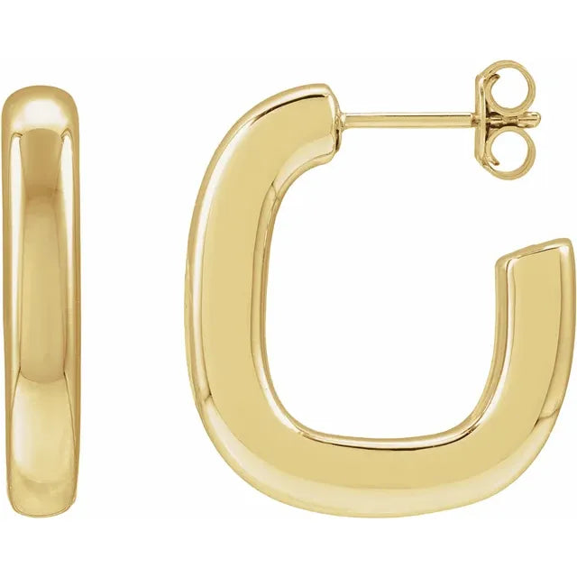 Hollow Puffed Square Hoop Earrings