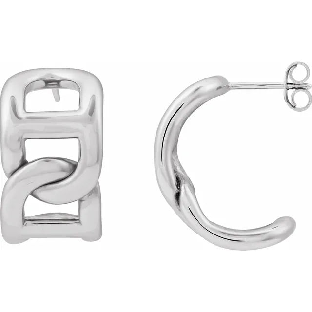 Sterling Silver Anchor Link Earrings