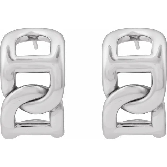 Sterling Silver Anchor Link Earrings