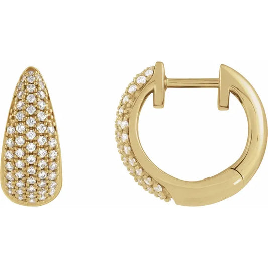 Diamond Pave Teardrop Huggie Earrings