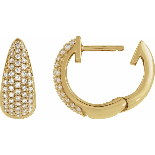 Diamond Pave Teardrop Huggie Earrings