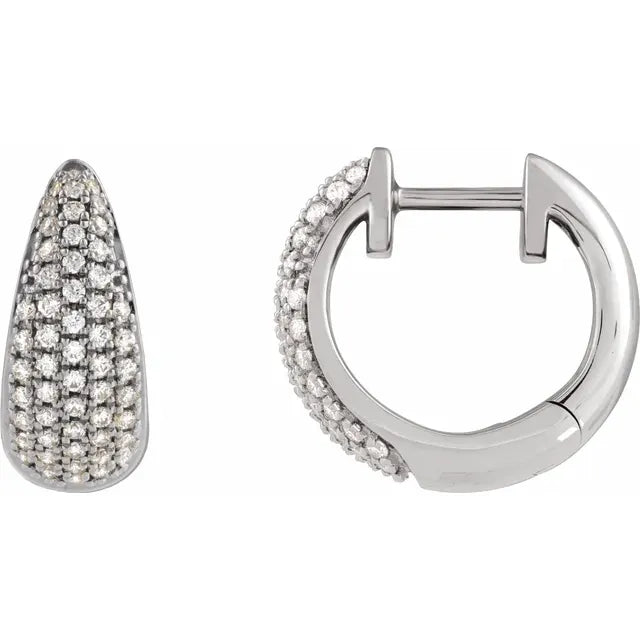 Diamond Pave Teardrop Huggie Earrings