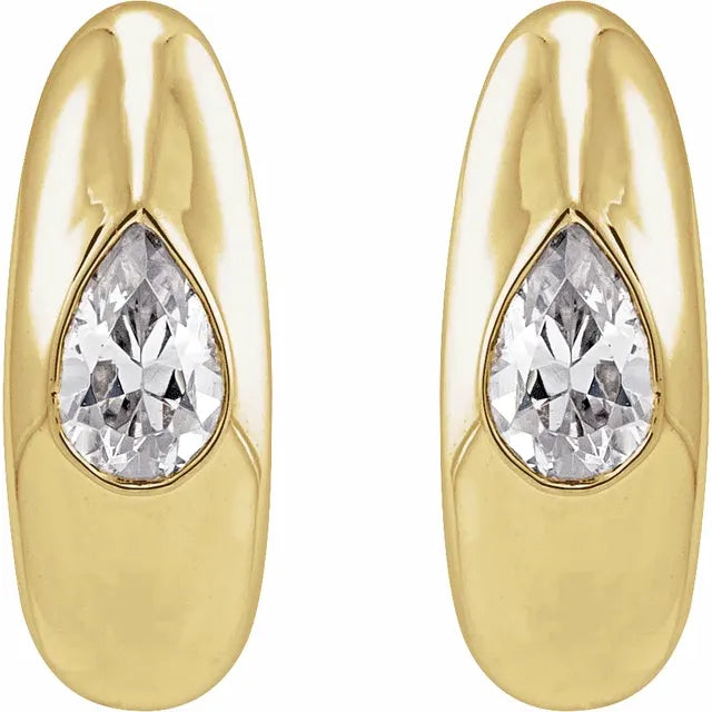 Pear Shaped Diamond Chunky Huggie Earring