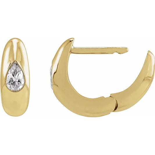 Pear Shaped Diamond Chunky Huggie Earring