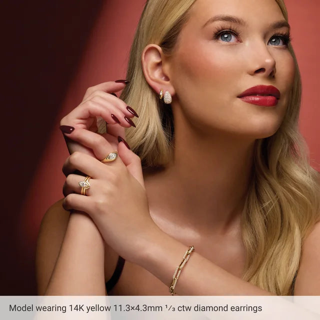 Pear Shaped Diamond Chunky Huggie Earring