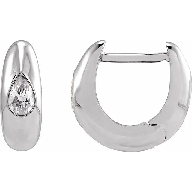 Pear Shaped Diamond Chunky Huggie Earring