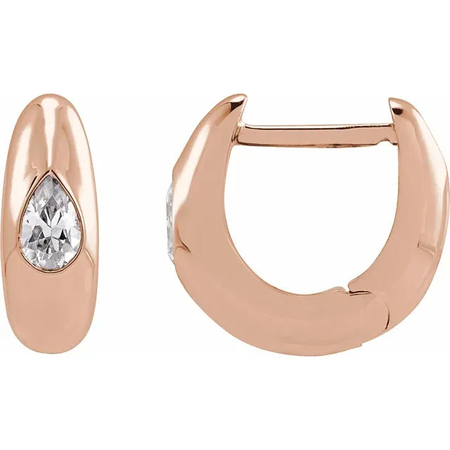 Pear Shaped Diamond Chunky Huggie Earring