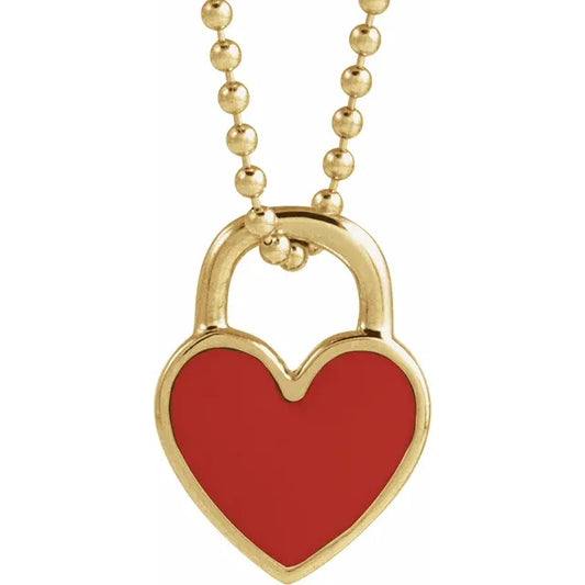 Heart Lock Enamel Necklace