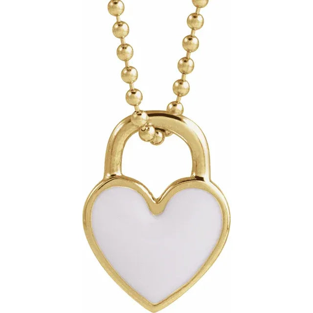 Heart Lock Enamel Necklace