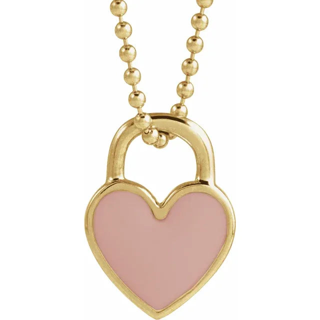 Heart Lock Enamel Necklace