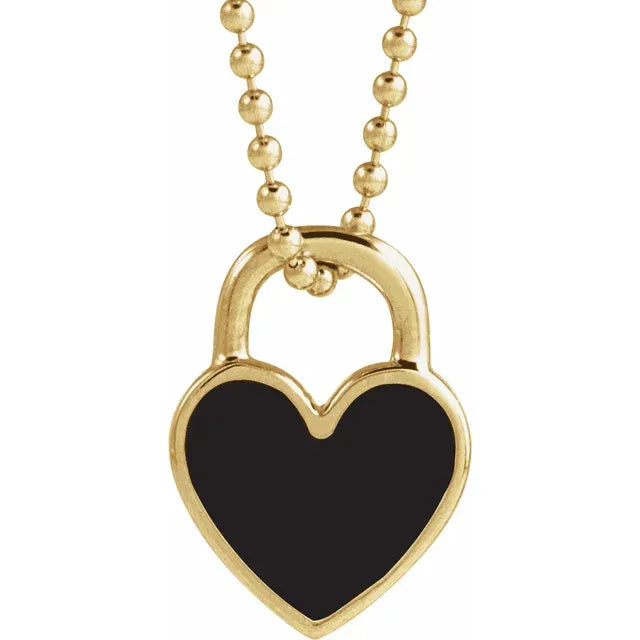 Heart Lock Enamel Necklace