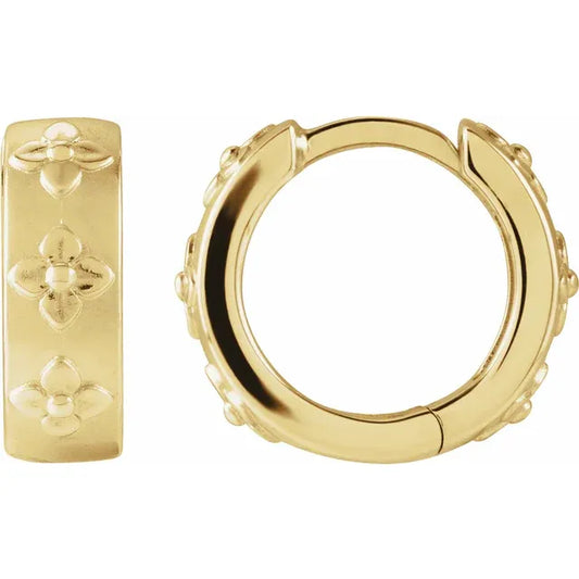 Clover Embossed Huggie Earrings