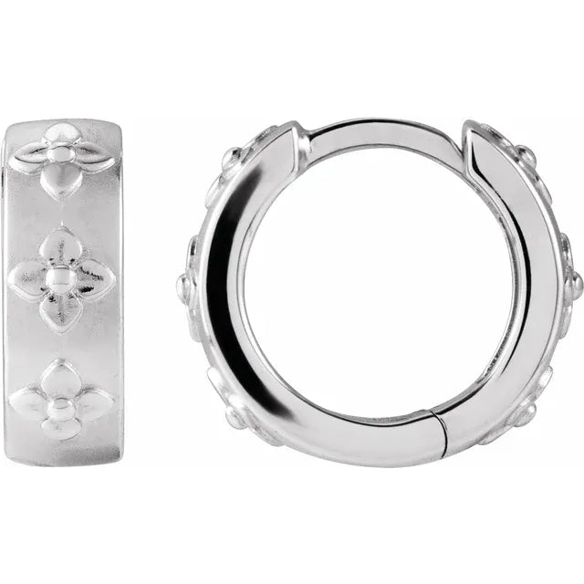 Clover Embossed Huggie Earrings