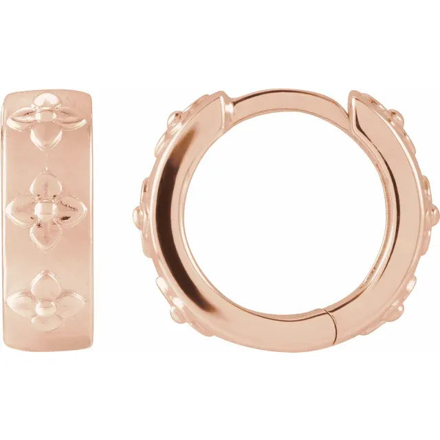 Clover Embossed Huggie Earrings