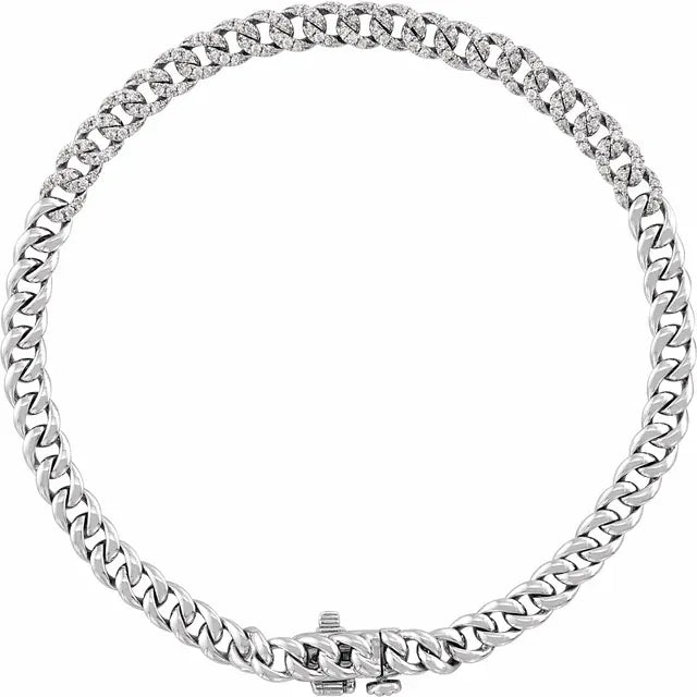 Semi Pave Diamond Cuban link Bracelet