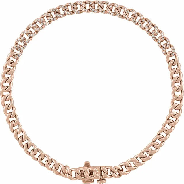 Semi Pave Diamond Cuban link Bracelet