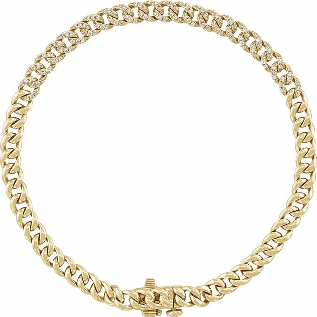 Semi Pave Diamond Cuban link Bracelet