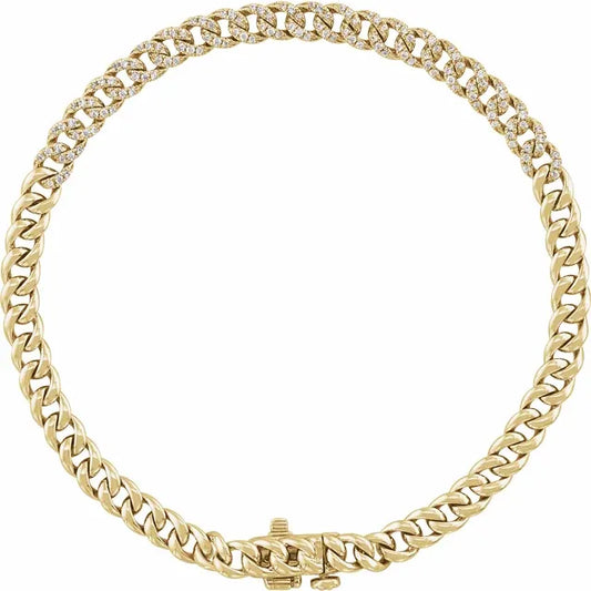 Semi Pave Diamond Cuban link Bracelet