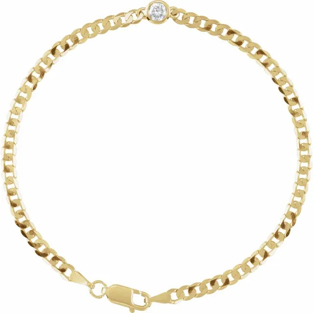 Diamond or Gemstone Solitaire Cuban Link Bracelet
