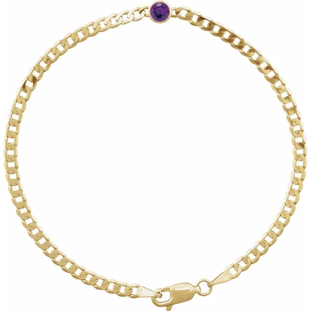 Diamond or Gemstone Solitaire Cuban Link Bracelet